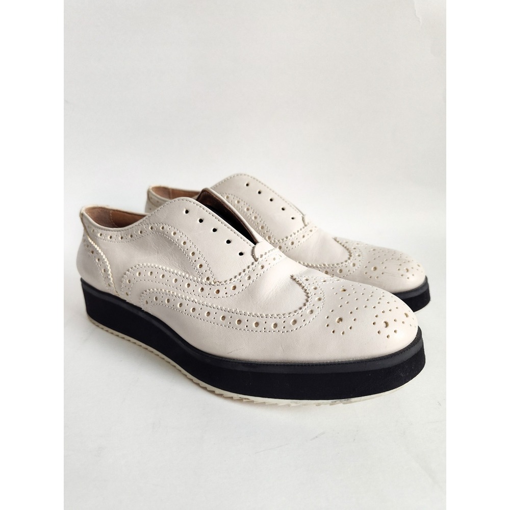 Rag & Bone Brogue Oxfords Flats 7.5 Wingtip Flatforms Cream‎ Leather Italy Meli